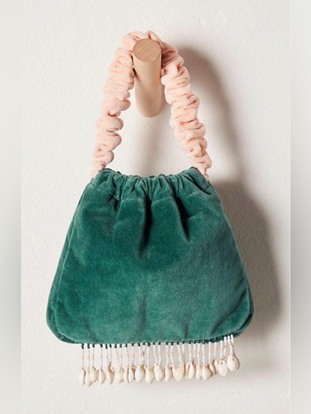 Free People Vancouver Velvet Clutch with shell-fringe. Pouch Purse